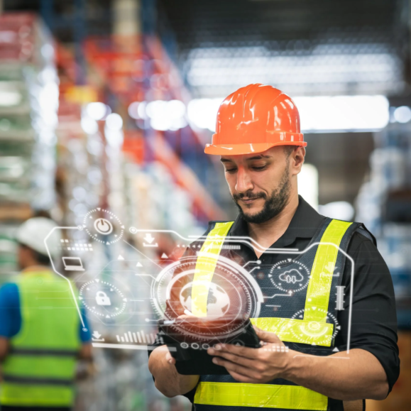 professional-manager-man-employee-using-tablet-check-stock-working-warehouse-worker-wearing-high-visibility-clothing-hard-hat-helmet-checking-count-up-goods-boxes-delivery-1-scaled