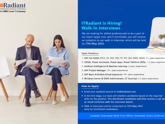 Walk in Interviews by ITRadiant