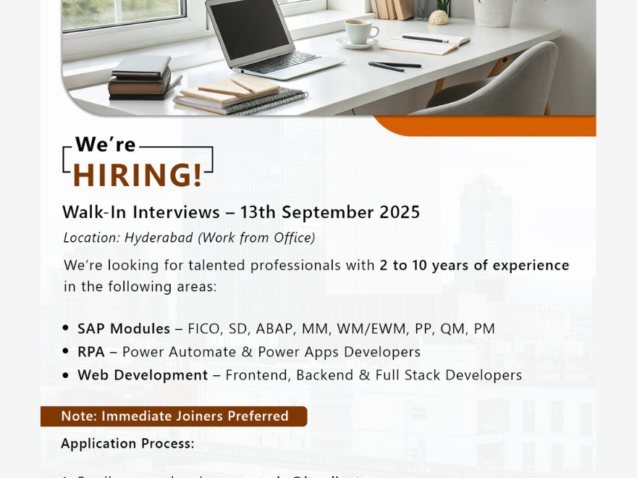 we are hiring for SAP-RPA & web development