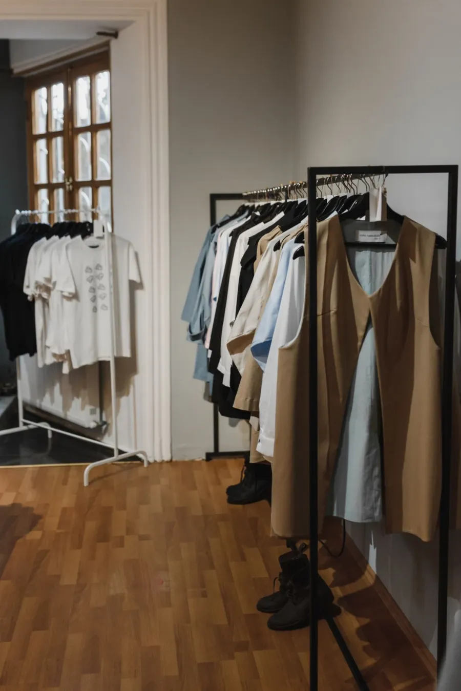 Clothes racks in a boutique