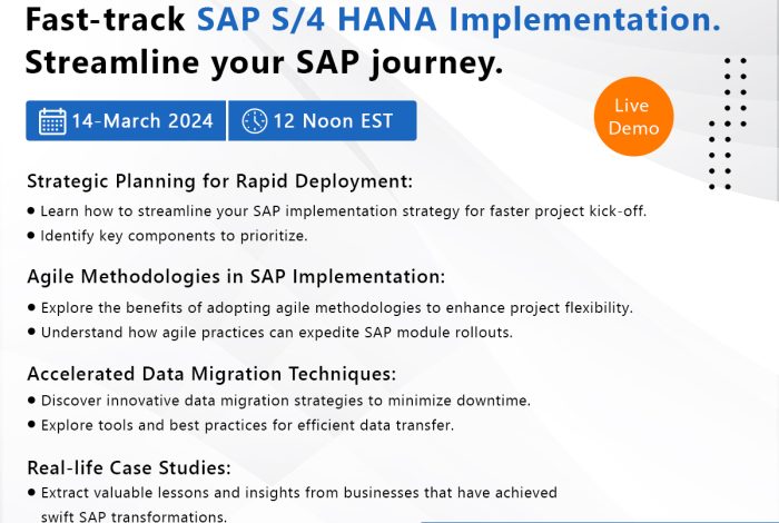 SAP S4 HANA Implementation - Webinar